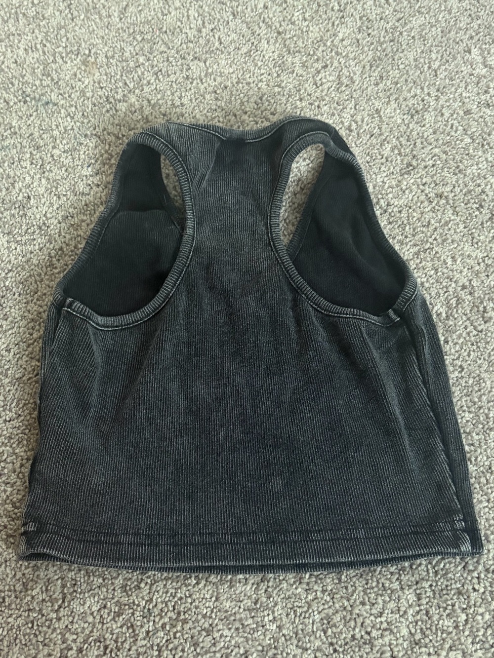 SHEIN Charcoal Ribbed V-Neck Racerback Tank Top - Picture 2 of 3